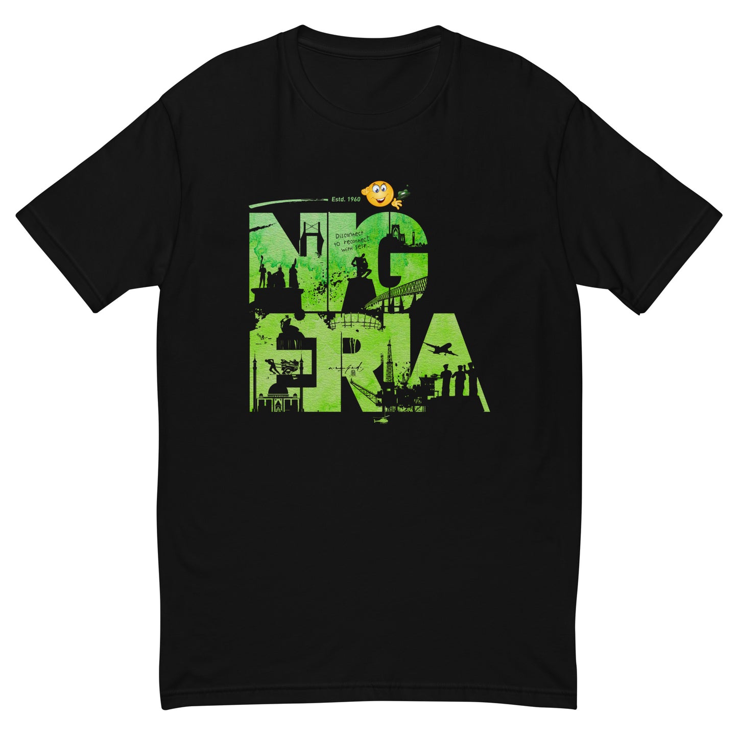 SD03. / Nigerian Landmark Design (with Anthem) II with Emoji / Short Sleeve T-shirt